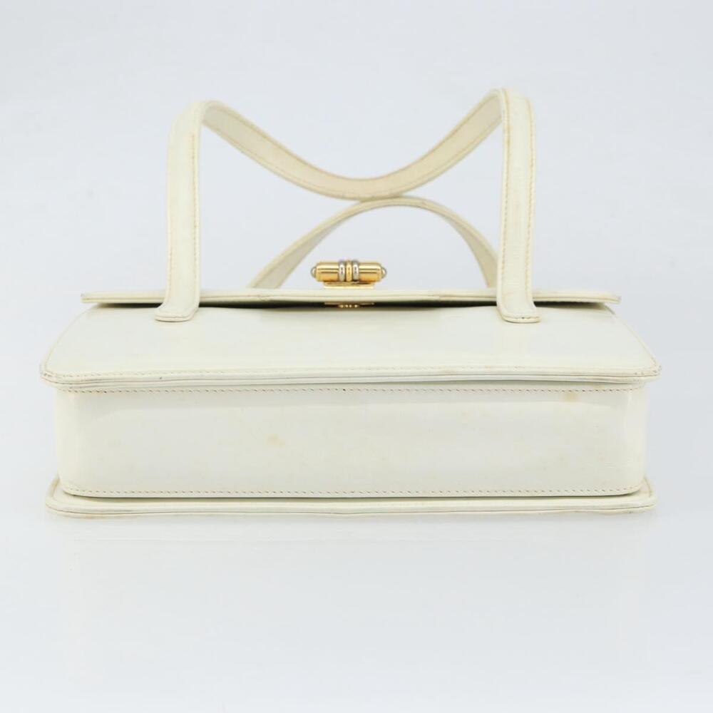 GUCCI Hand Bag Leather White Gold Auth 154583 - Picture 5 of 16